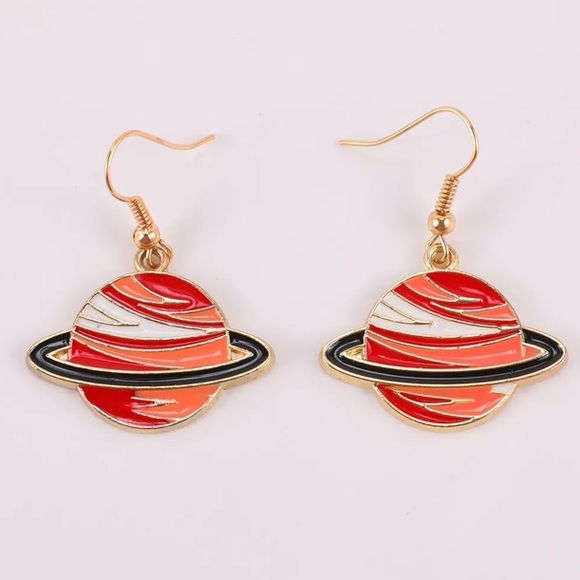 Jupiter or Saturn Planet Earrings - Picture 1 of 3